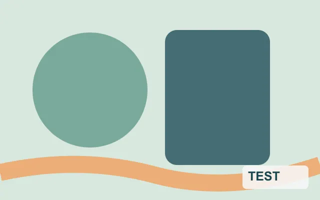 Owned abstract test graphic with an artificial TEST badge in one corner